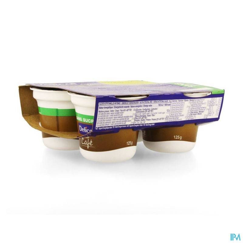 DELICAL CREME DESSERT HP-HC Zonder Suiker CAFE 4X124G