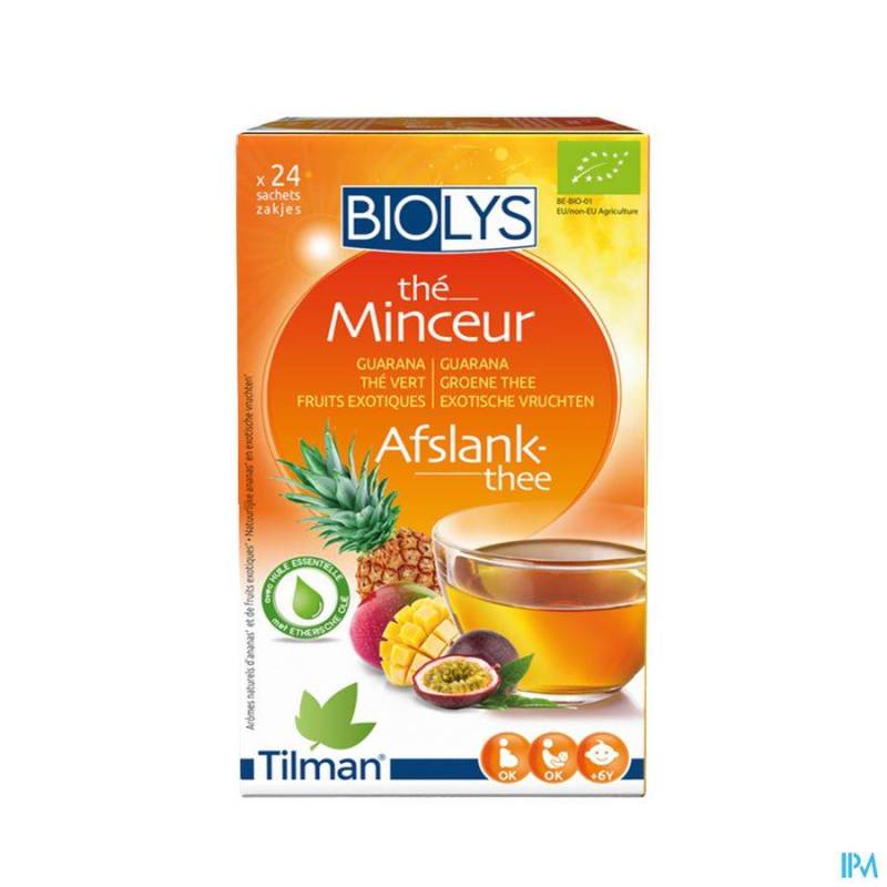 Biolys Afslankthee Guarana/ Groene Thee/ Exotische Vruchten 24 Zakjes