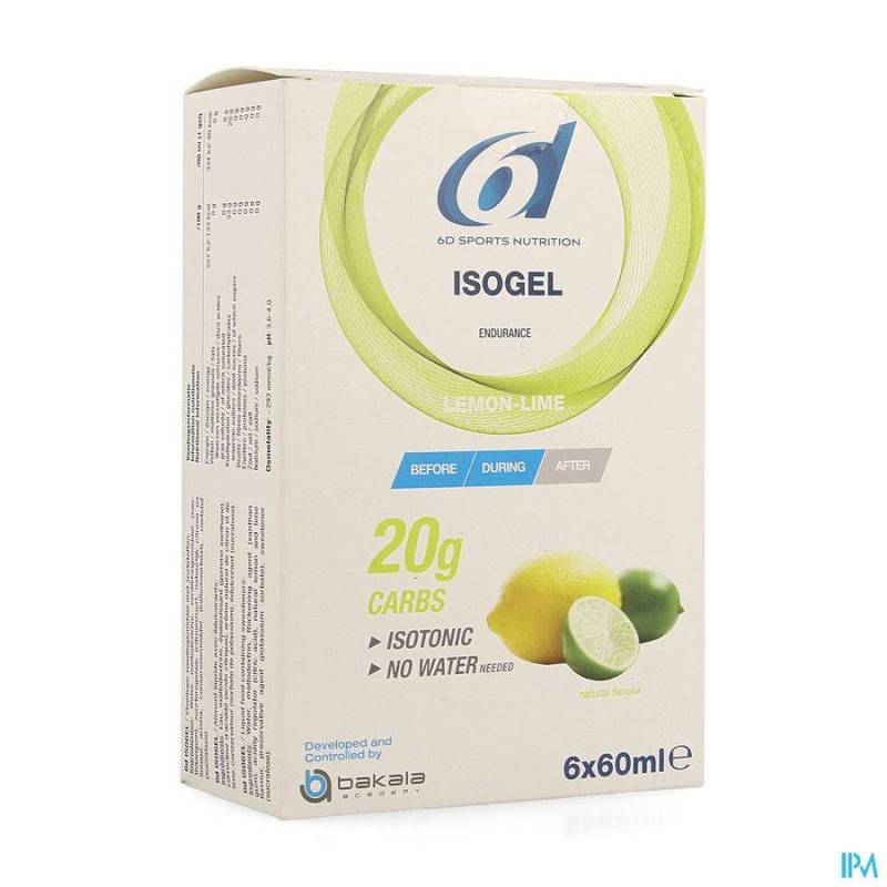 6D Sports Nutrition Isogel Citroen-Limoen 6x60ml