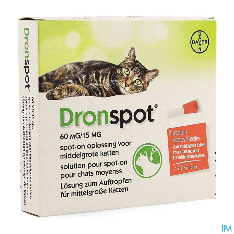 DRONSPOT MIDDELGROTE KATTEN OPL 2X0,7 ML