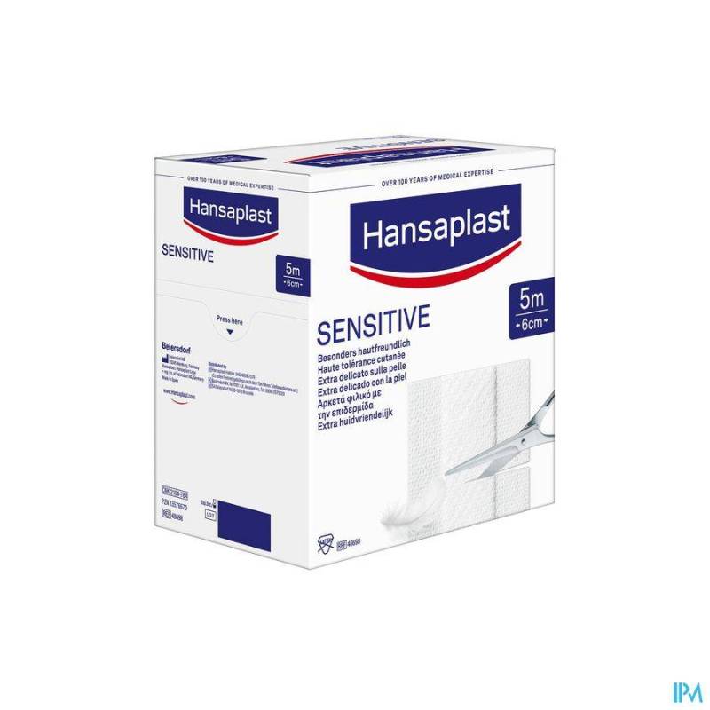 Hansaplast Sensitive Gevoelige Huid Pleister 5mx6cm 1 Rol