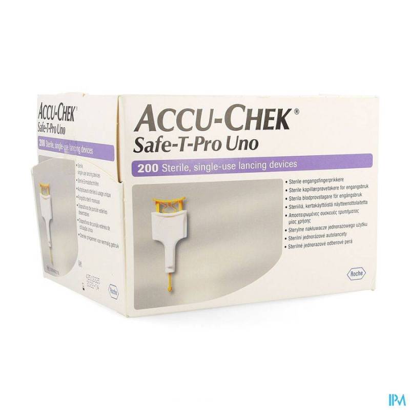 ACCU CHEK SAFE T PRO PLUS UNO STERIEL WEGWERP 200