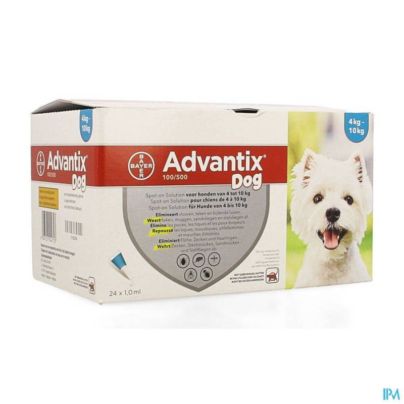 ADVANTIX 100/ 500 CHIENS 410KG FL 24X1,0ML