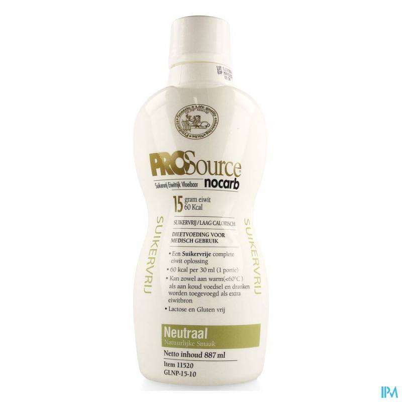 PROSOURCE NOCARB NEUTRE 15G PROTEIN/30ML FL 887ML