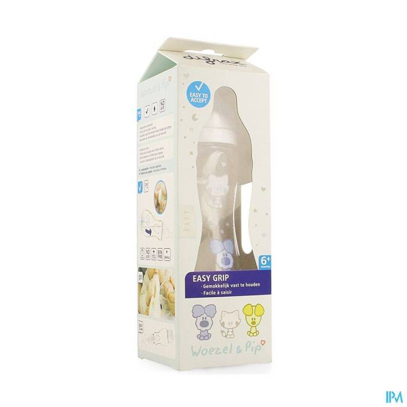 Difrax Handgreepfles Woezel & Pip 240ml 1 Stuk