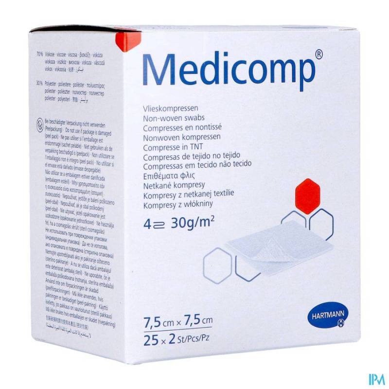 MEDICOMP CP STER 4PL 7,5X7,5CM 30G 25X2