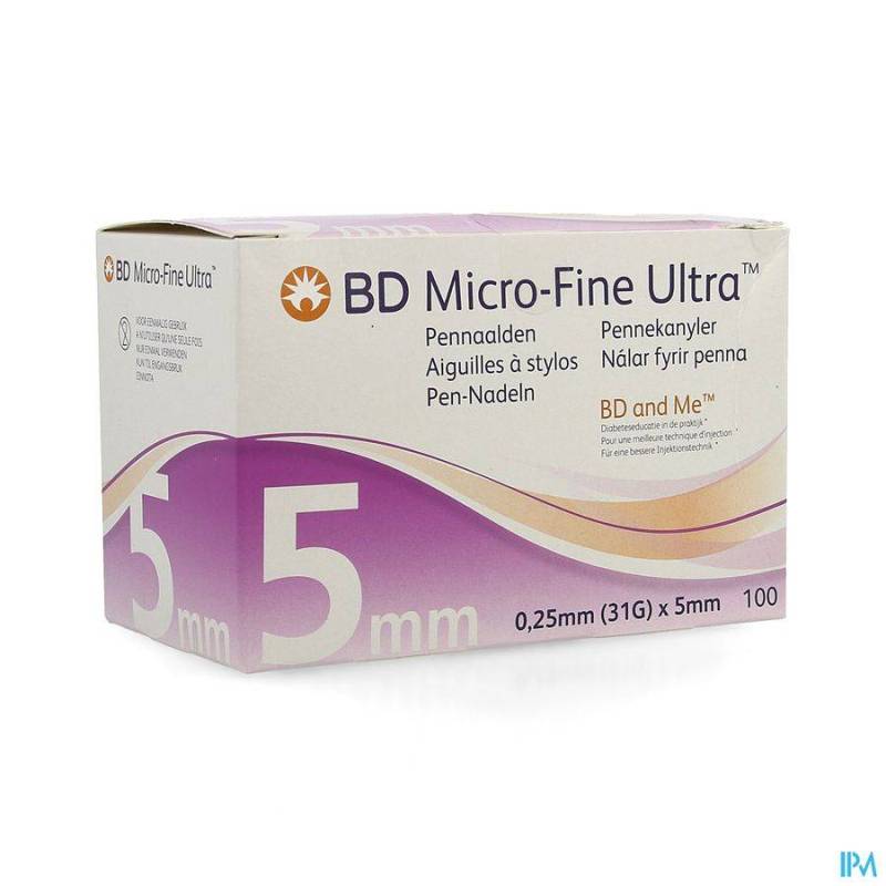 BD MICROFINE ULTRA AIG. STYLO0,25MMX5MM EASYFL.100