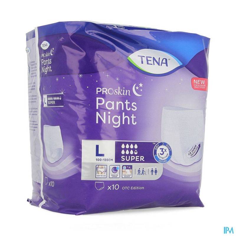 TENA PROSKIN PANTS NIGHT SUPER LARGE 10