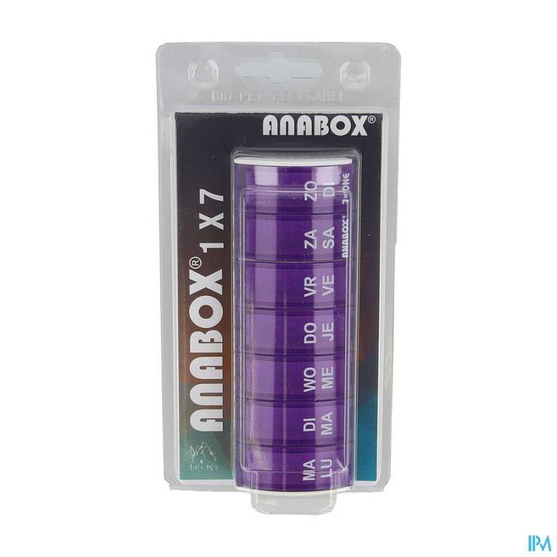 ANABOX PILULIER 1 SEMAINE MAUVE NL/FR 1