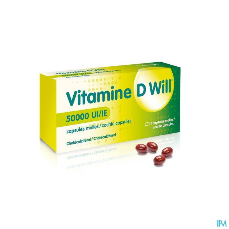 Vitamine D Will 50000IE | 4 Zachte Capsules