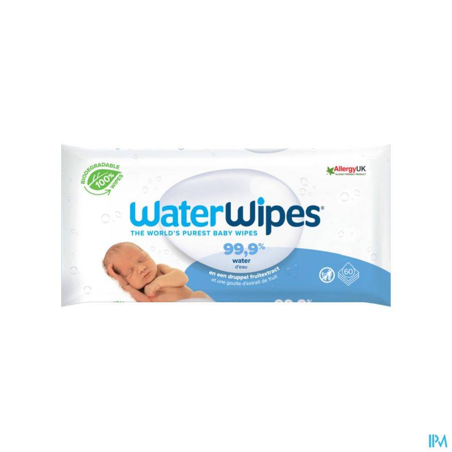 WATERWIPES LINGETTES BIODEGRADABLE 60