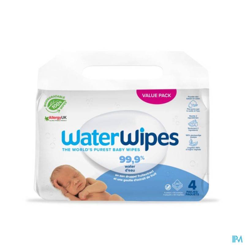 WATERWIPES LINGETTES BIODEGRADABLE 240