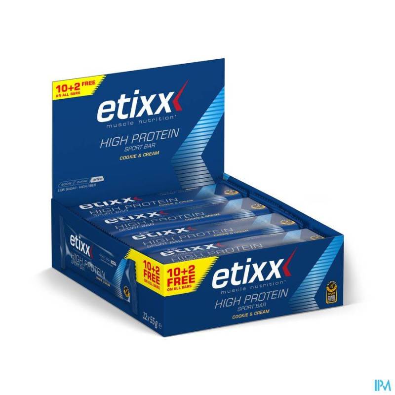 ETIXX HIGH PROTEIN BAR COOKIE&CREAM 12 X