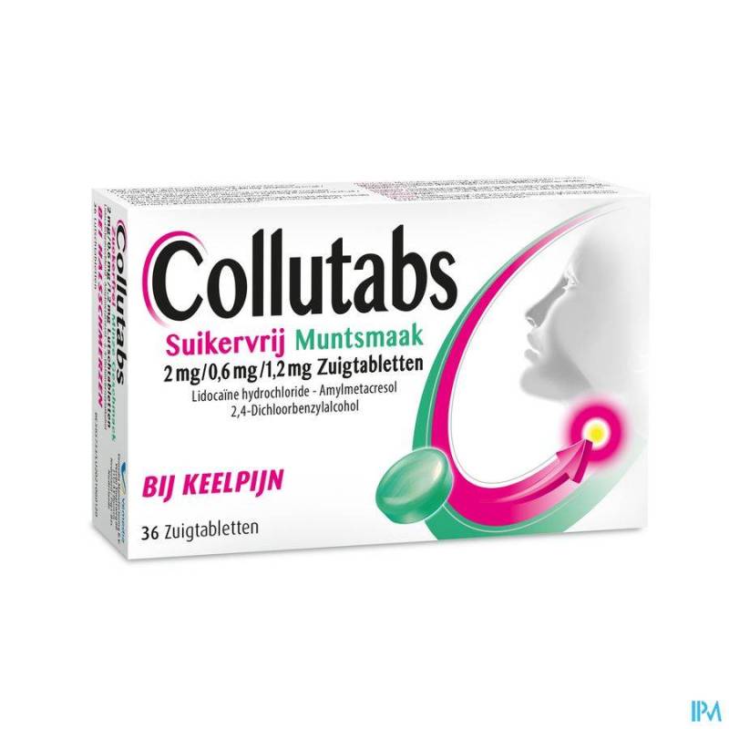 COLLUTABS S/SUCRE MENTHE 2MG/0,6MG/1,5MG PASTIL 36