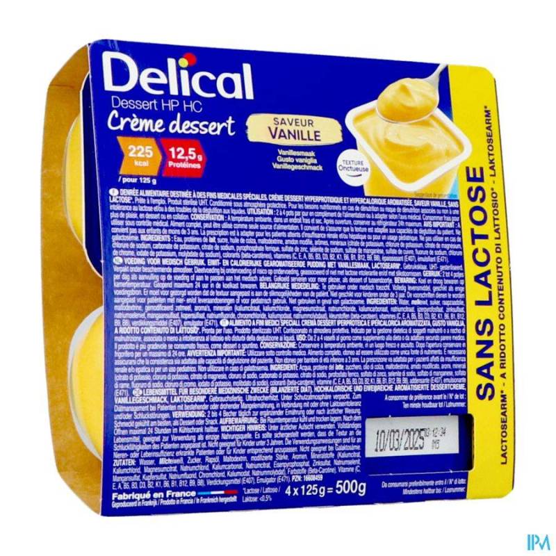 DELICAL CREME DESSERT HP-HC S/LACT.VANIL 4X125G NF