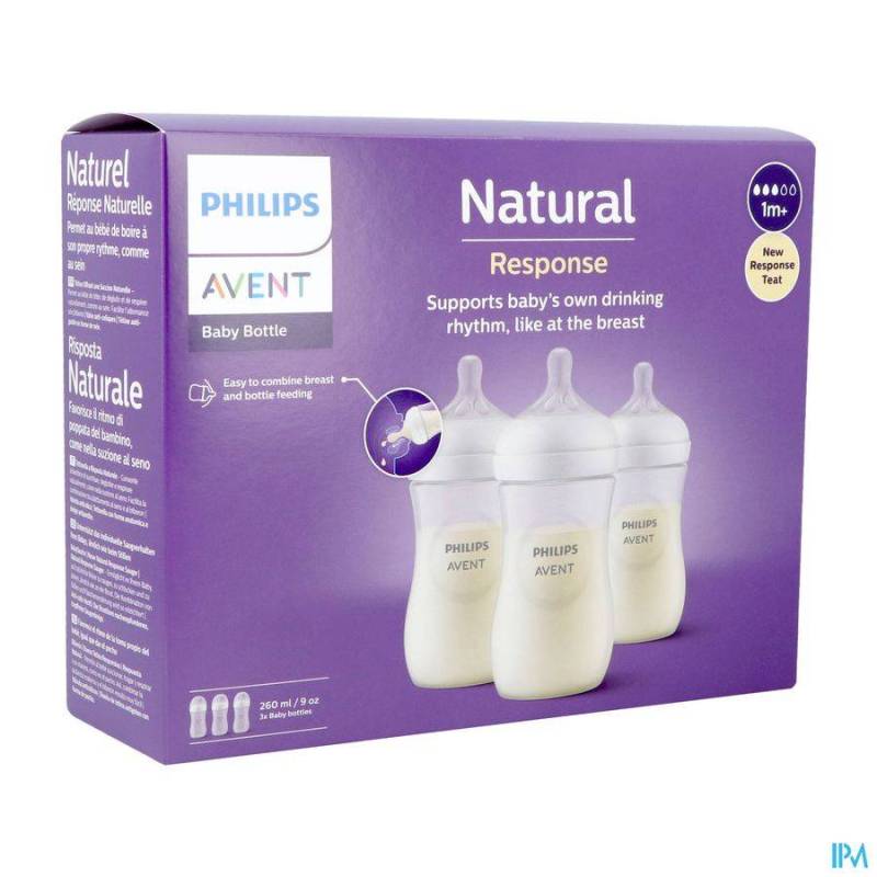 PHIIPS AVENT NATURAL 3.0 ZUIGFLES TRIO 3X260ML