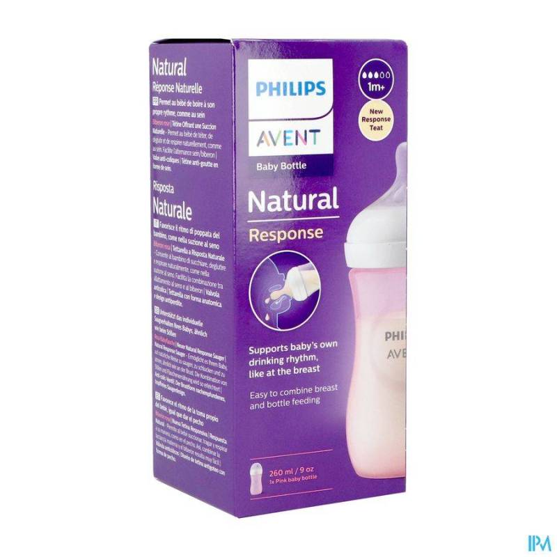 PHIIPS AVENT NATURAL 3.0 ZUIGFLES ROZE 260ML