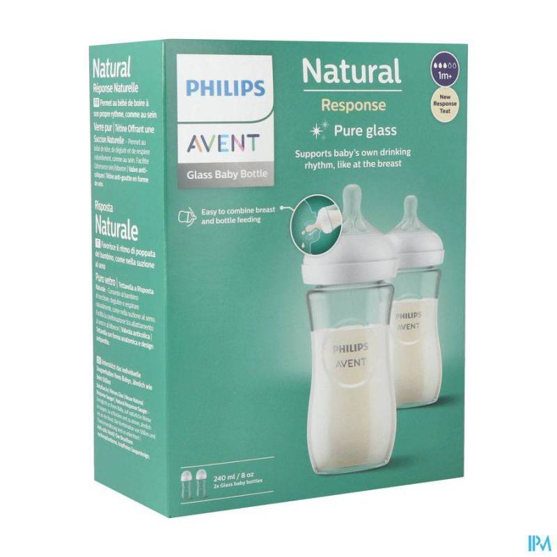 PHIIPS AVENT NATURAL 3.0 ZUIGFLES GLAS DUO 2X240ML