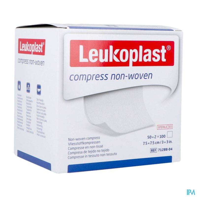 LEUKOPLAST COMPRESS N/WOVEN ST. 7,5CMX7,5CM 50X2