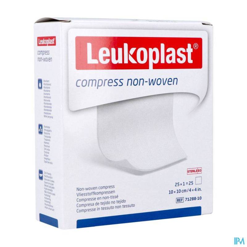 LEUKOPLAST COMPRESS N/WOVEN ST. 10CMX10CM 25