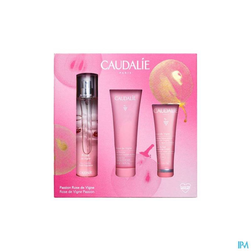 CAUDALIE COFFRET NOEL EAU FRAICHE ROSE 3 PROD.