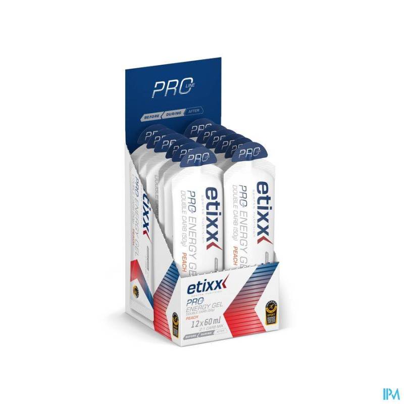 ETIXX DOUBLE CARB ENERGY GEL PROLINE PEACH 12X60ML