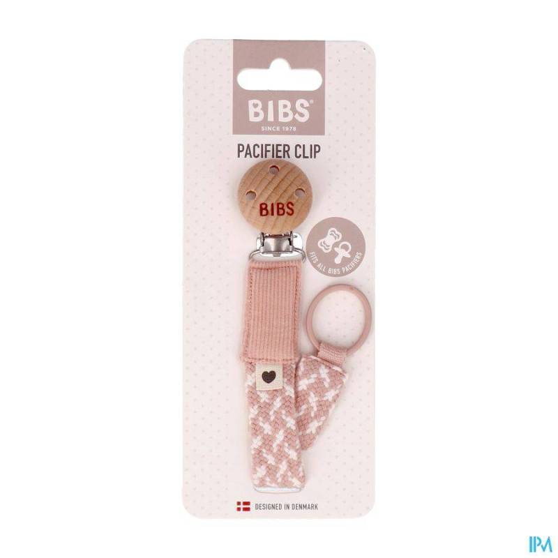 BIBS ATTACHE SUCETTE BRAIDED BLUSH&IVORY