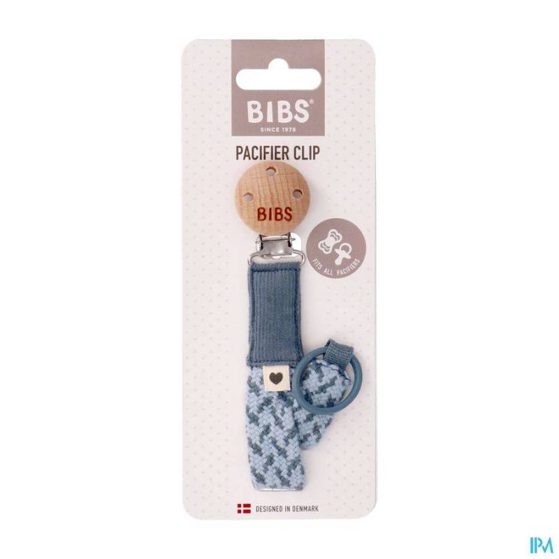 BIBS ATTACHE SUCETTE BRAIDED PETROL&BABY BLUE