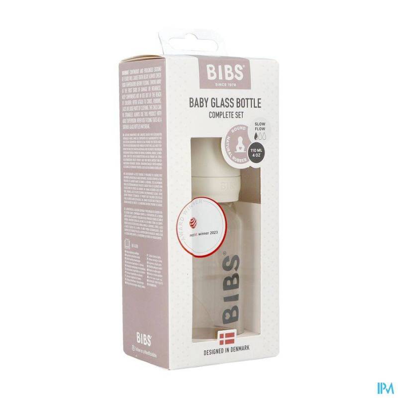 BIBS BIBERON VERRE 110ML SET COMPLET IVORY