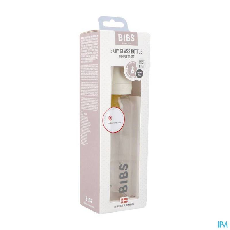 BIBS BIBERON VERRE 225ML SET COMPLET IVORY