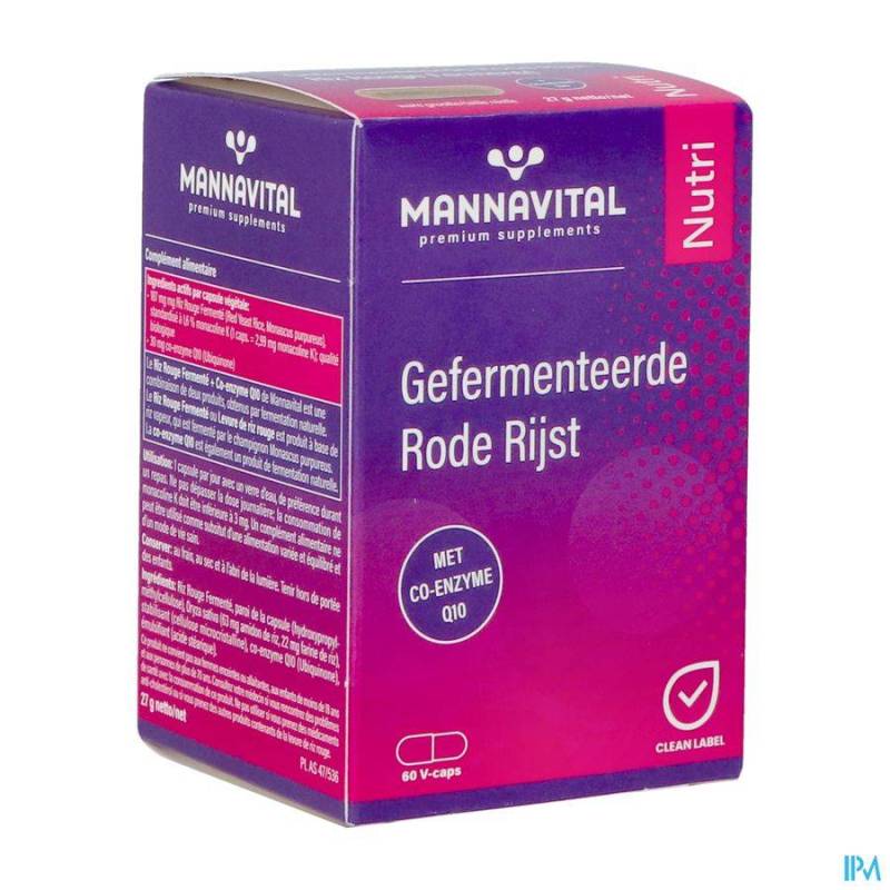 MANNAVITAL GEFERMENTEERDE RODE RIJST V-CAPS 60