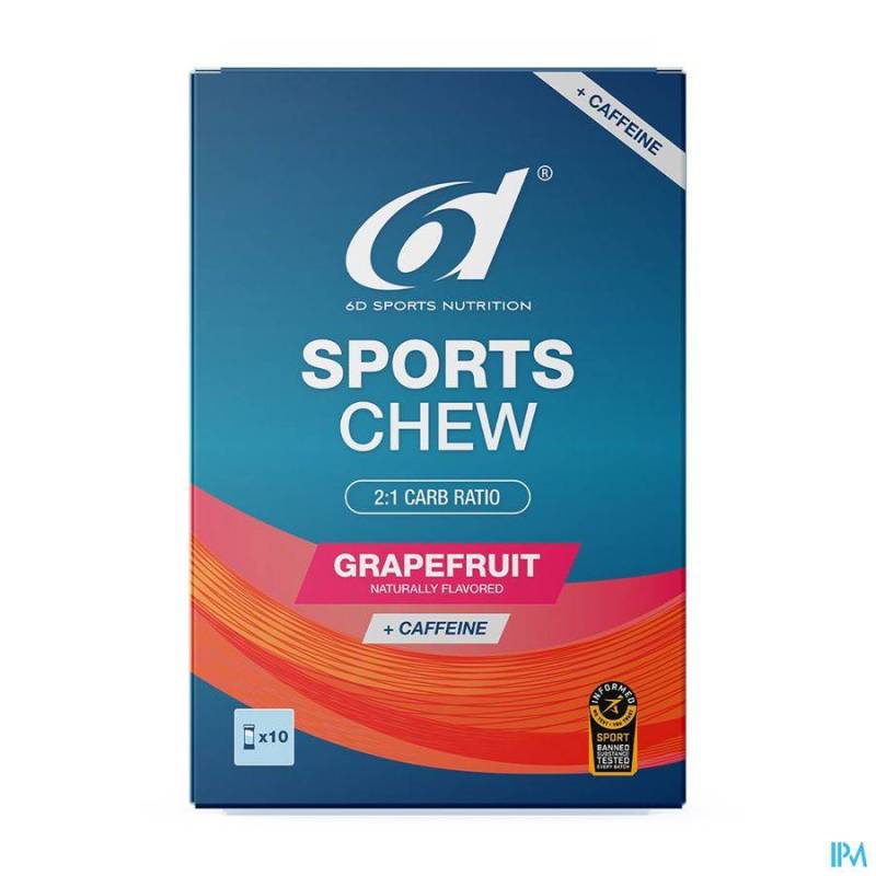 6D SPORTS CHEW GRAPEFRUIT  CAFFEINE 10X38G