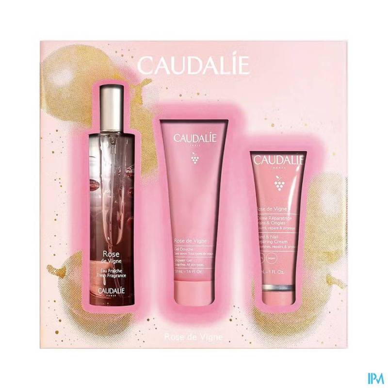 CAUDALIE COFFRET NOEL EAU FRAICHE ROSE 3 PROD.